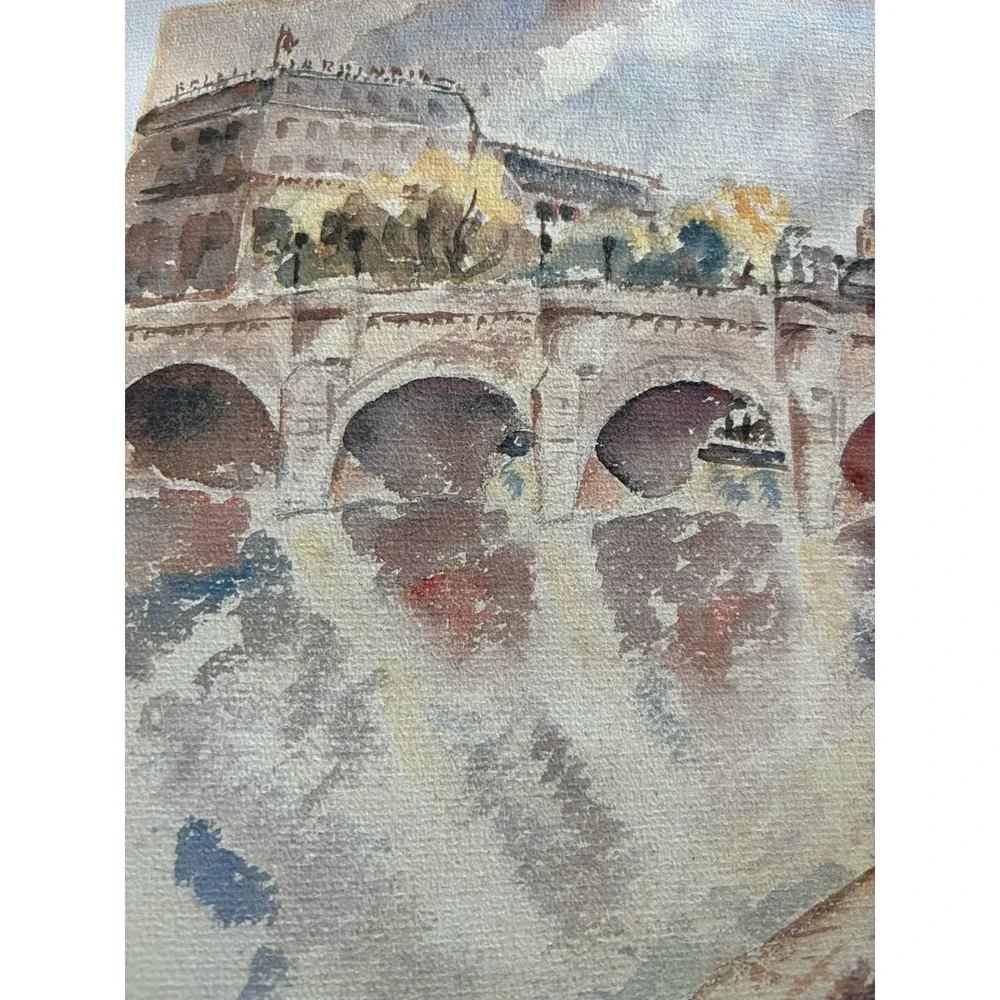 VTG Issued 1987 Watercolor Print Of Pont Neuf Signed L‎ Redstone 37 Architects
